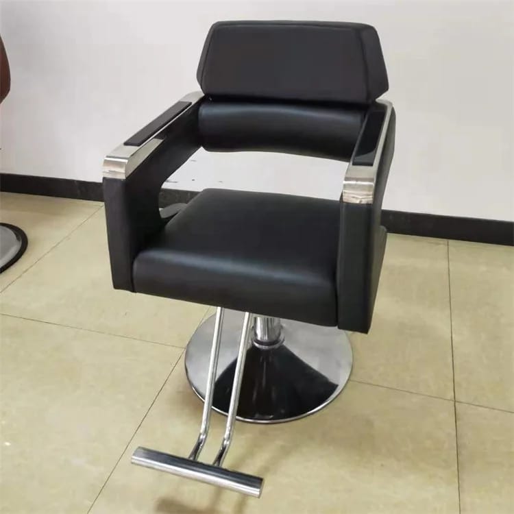 modern, black faux-leather salon chair with an integrated chrome hydraulic base - Professional Barber & Salon Styling Chairs Equipment at Beauty Republic Equipment Store